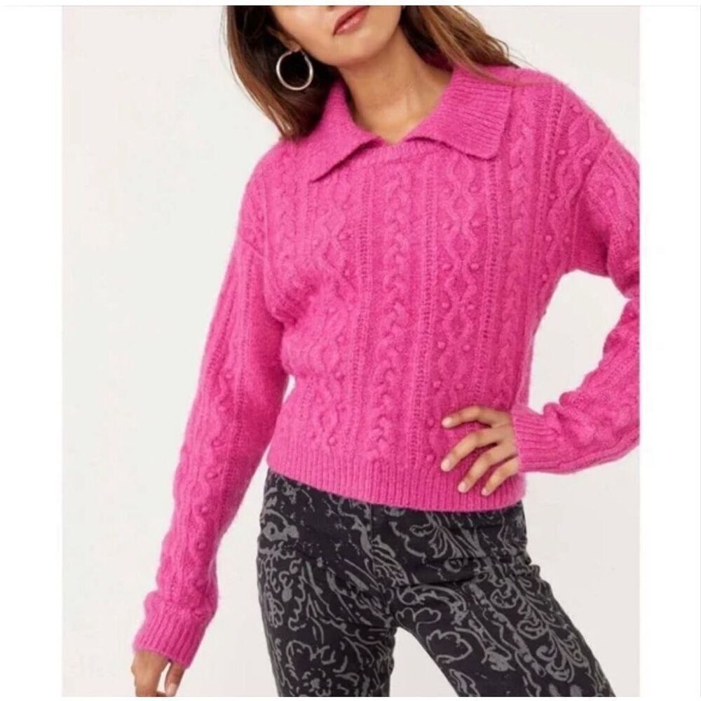 Free People Every Cloud Pullover Fuschia Fizz Size Medium